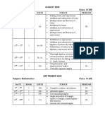 Mathematics Class Schedules VI D/E & VII D/E