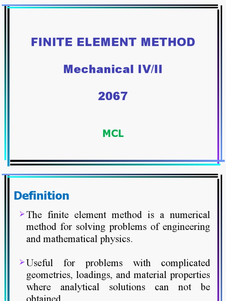 Finite Element Method Mechanical IV/II 2067 | PDF