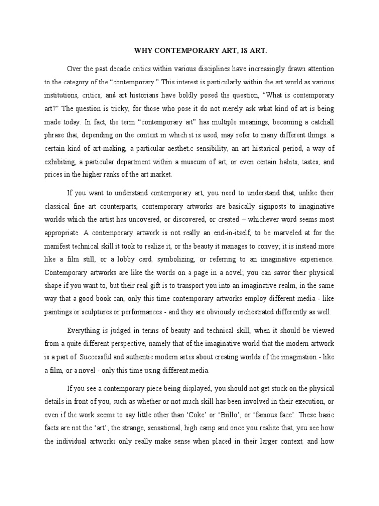 Why Contemporary Art PDF Contemporary Art Fine Art