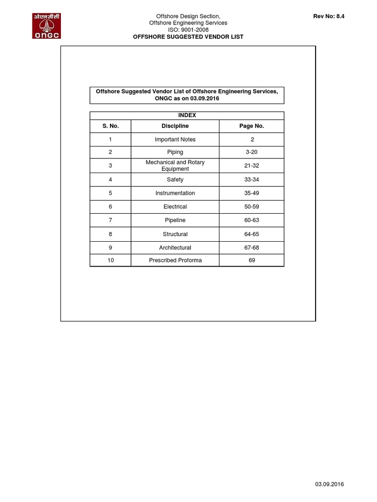 Offshore Vendor List Rev 8.4 | PDF | Joint Venture | Pipe (Fluid ...