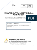 F.01 (Formulir Pendaftaran Akreditasi LPK) LPK Ekselen Palembang