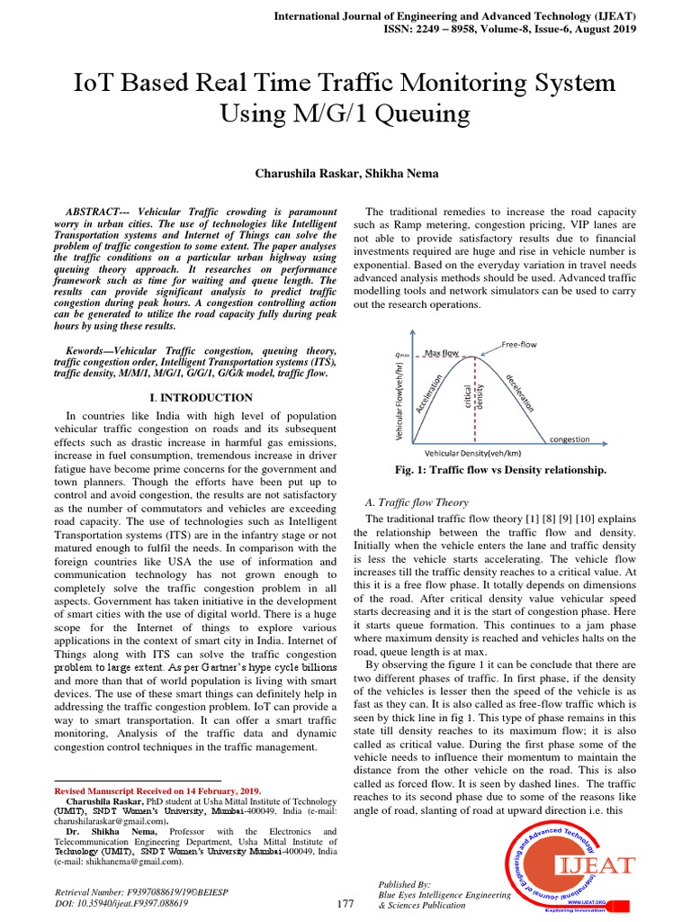 Iot Based Real Time Traffic Monitoring System Using M/G/1 Queuing | PDF ...