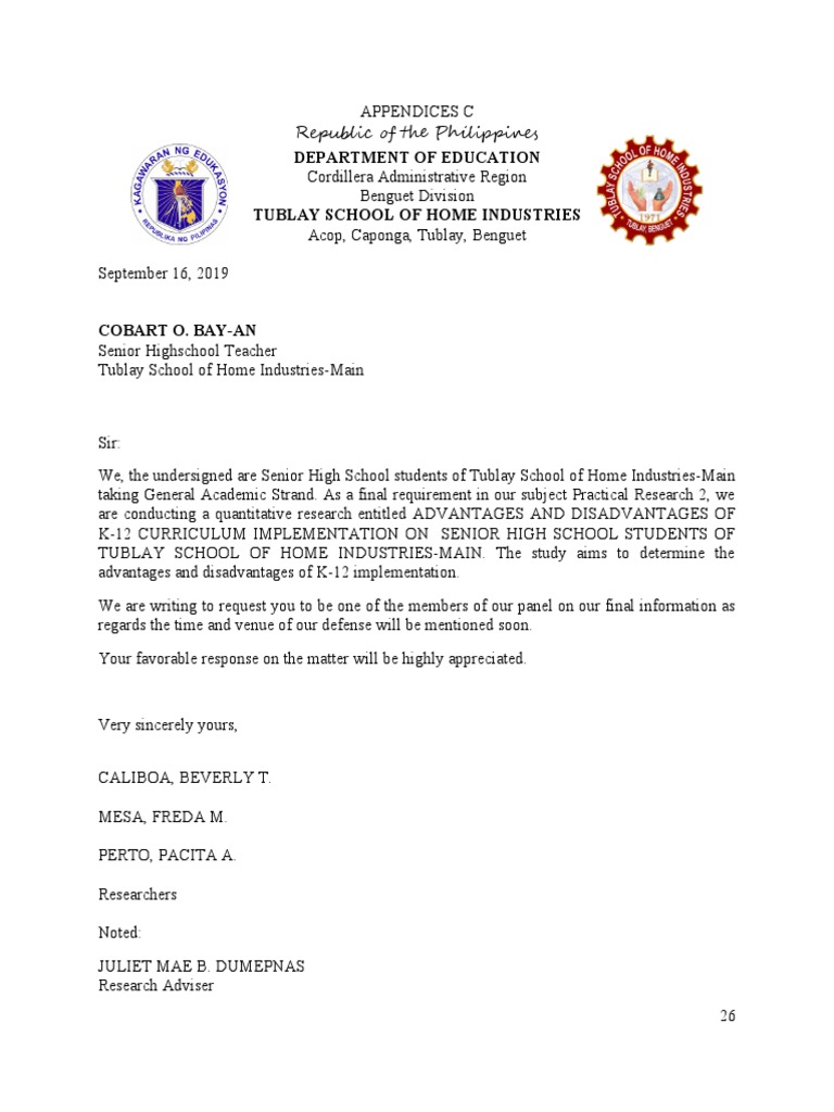 Letter To Panel 1 | PDF