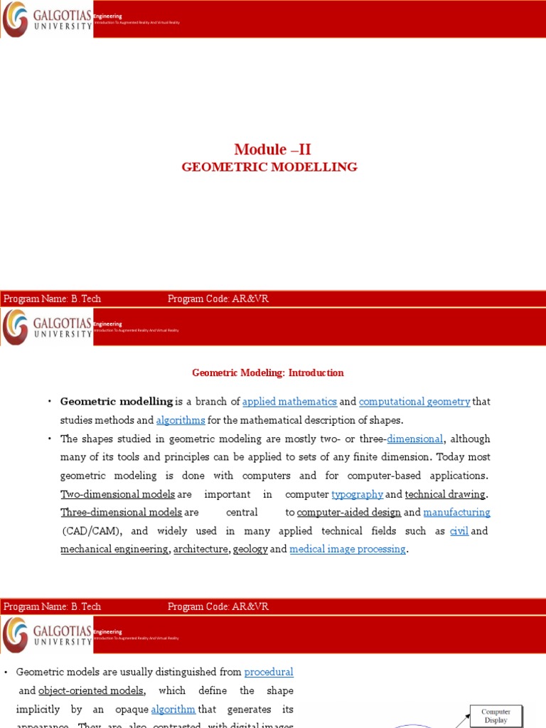 Geometric Modeling in VR and AR | PDF | Virtual Reality | Augmented Reality
