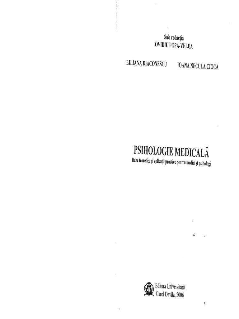 Psihologie Medicala Ovidiu Popa Velea PDF