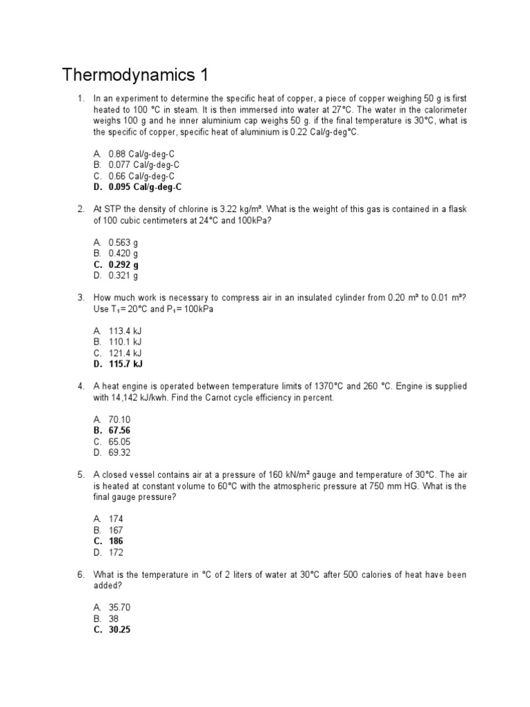 Thermodynamics 1 Calorie Heat Capacity