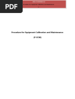 Procedure For Equipment Calibration and Maintenance