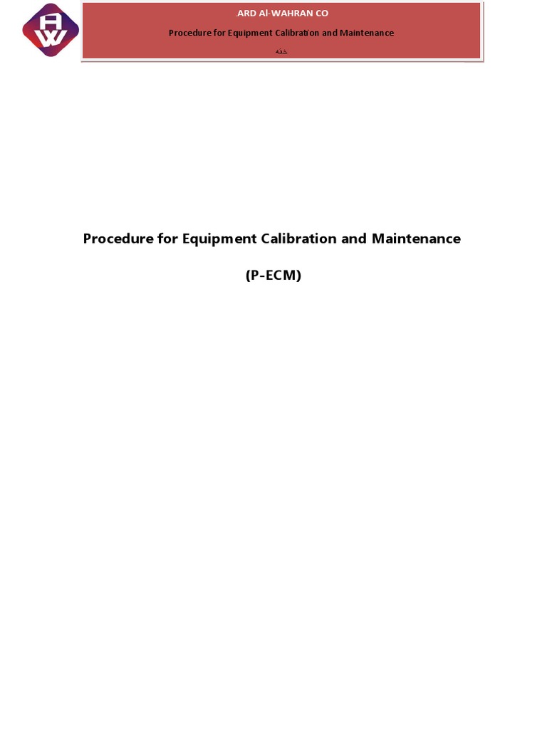 Procedure For Equipment Calibration and Maintenance PDF Calibration