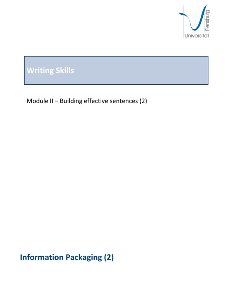 Writing Skills Week 4 PDF Sentence (Linguistics) Semiotics