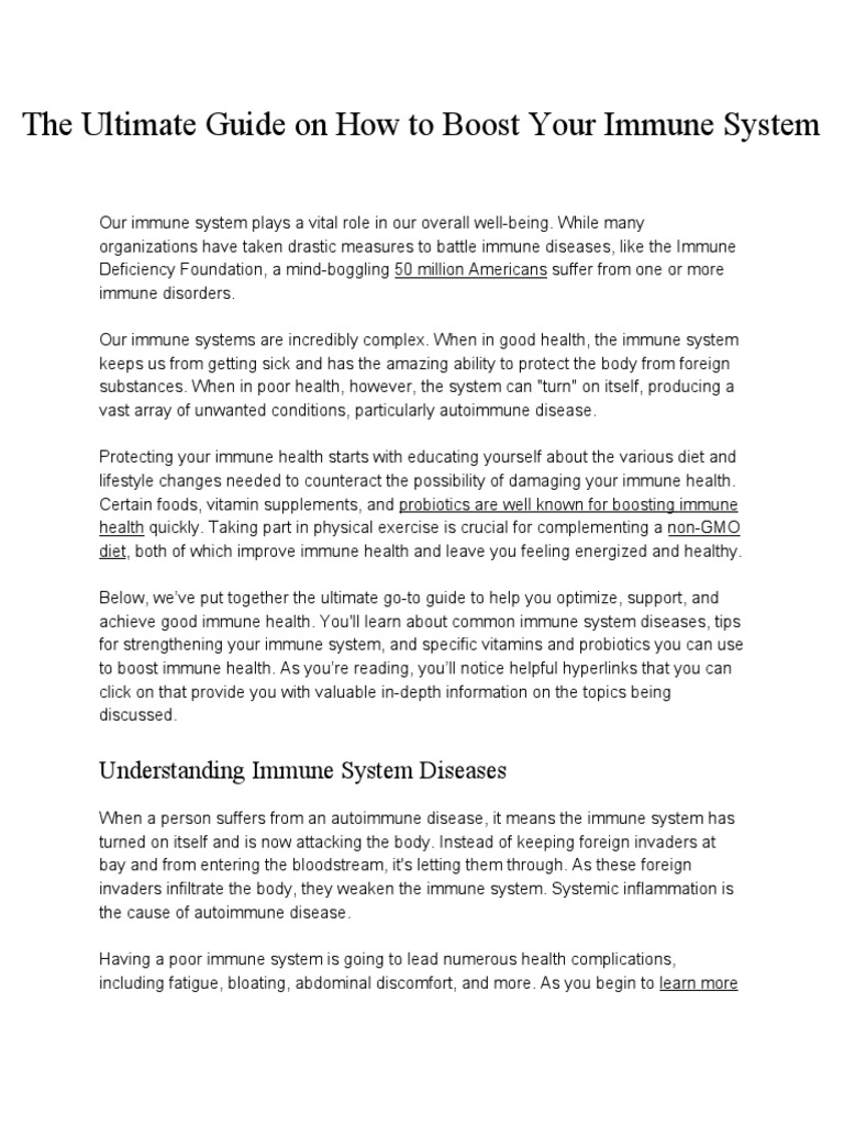 The Ultimate Guide On How To Boost Your Immune System Pdf