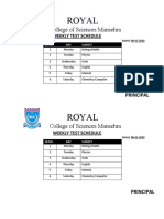 Weekly Test Schedule