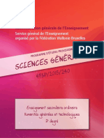 Sciences Générales: Service Général de L'enseignement Organisé Par La Fédération Wallonie-Bruxelles