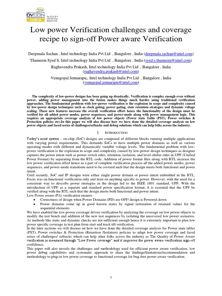 Power Aware Verification Challenges | PDF | Verification And Validation ...