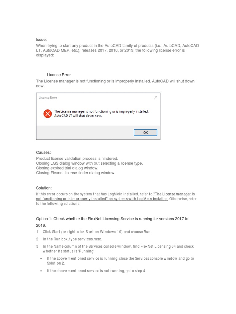 The License Manager Is Not Functioning PDF Proxy Server Auto Cad