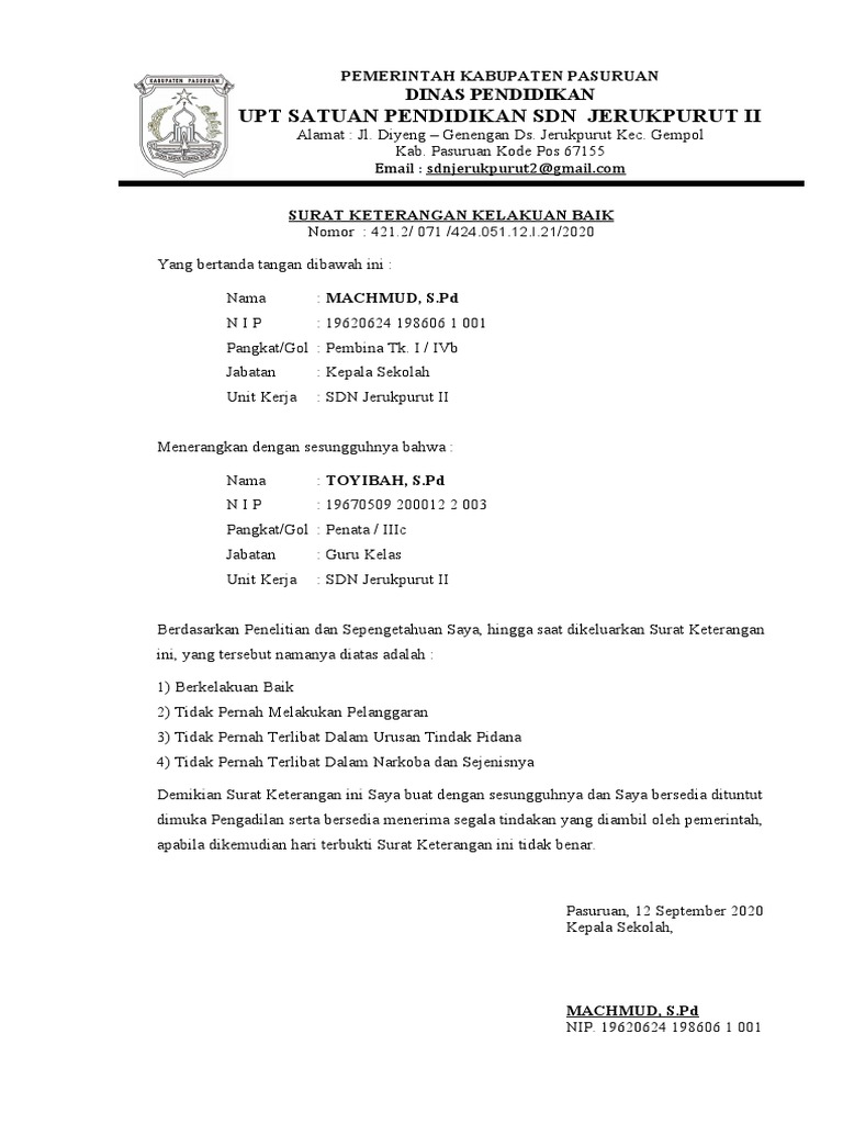 Surat Keterangan Kelakuan Baik