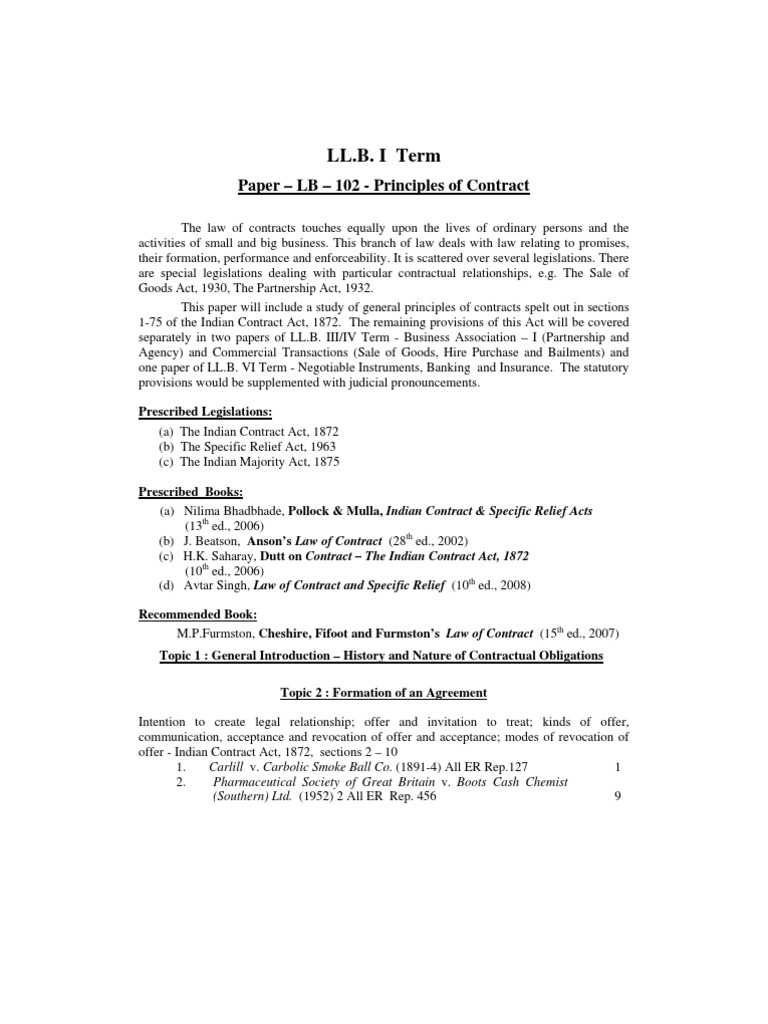 Law Of Contract And Specific Relief Avtar Singh Pdf Free Download