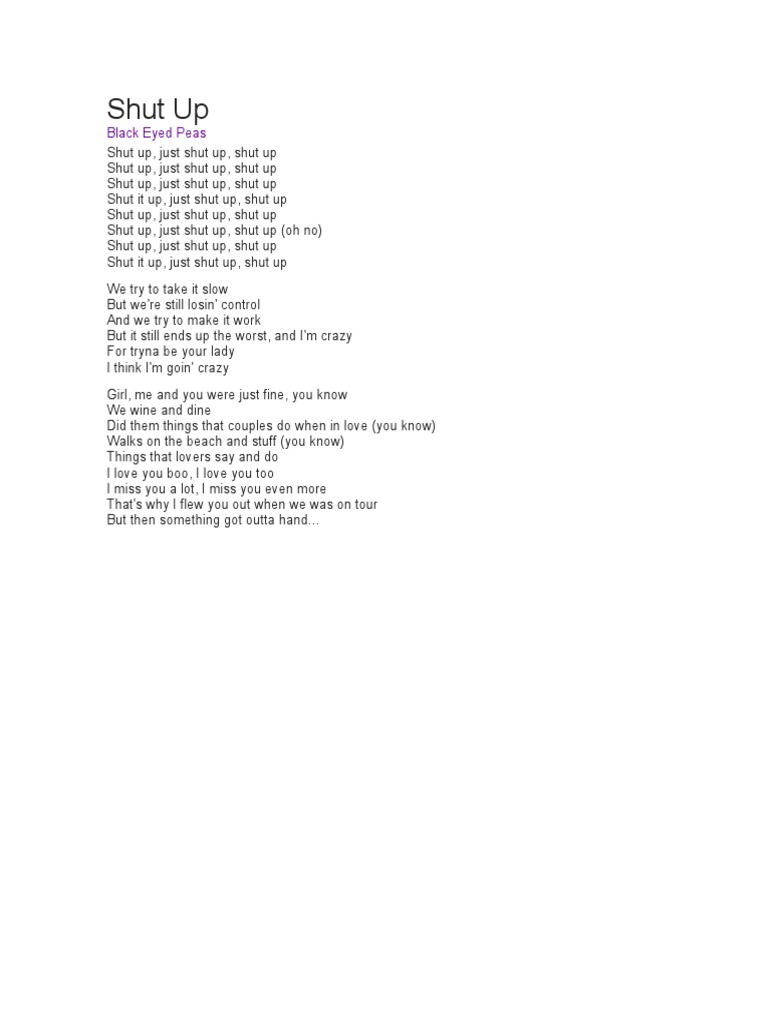 Shut Up | PDF