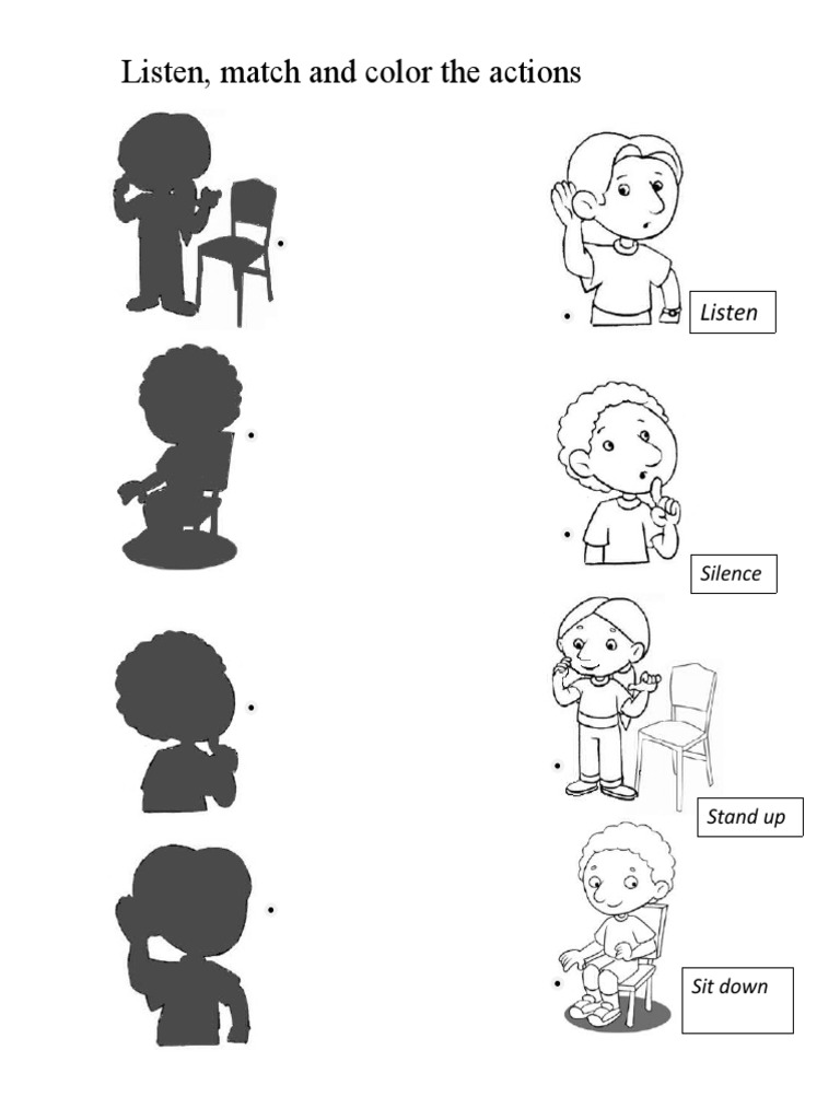 Action Listening and Coloring Activity | PDF