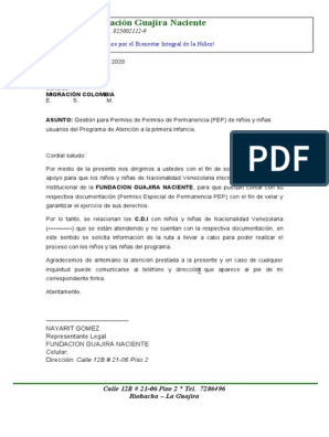 Carta de Migracion Colombia | PDF