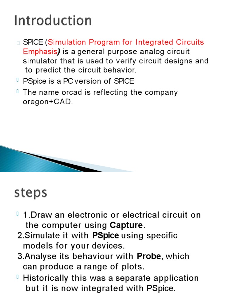 PSpice Circuit Simulation Guide | PDF | Electrical Network | Spice