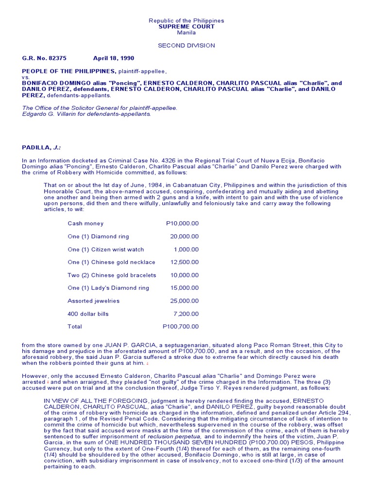 Supreme Court Ruling on Robbery with Homicide | PDF | Witness | Testimony