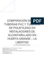 Comparaciòn de Las Tuberias PVC y Tuberias de Polietileno en Instalaciones de Alcantarillado en Huerta Grande La Libertad PDF