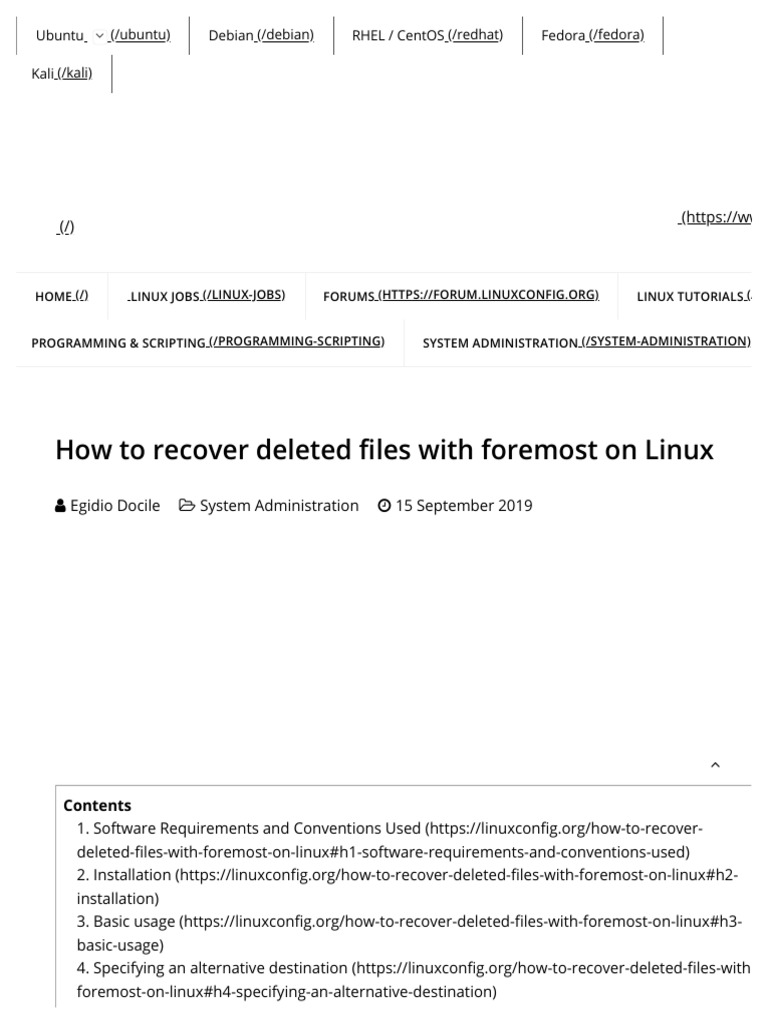 How To Recover Deleted Files With Foremost On Linux PDF Linux