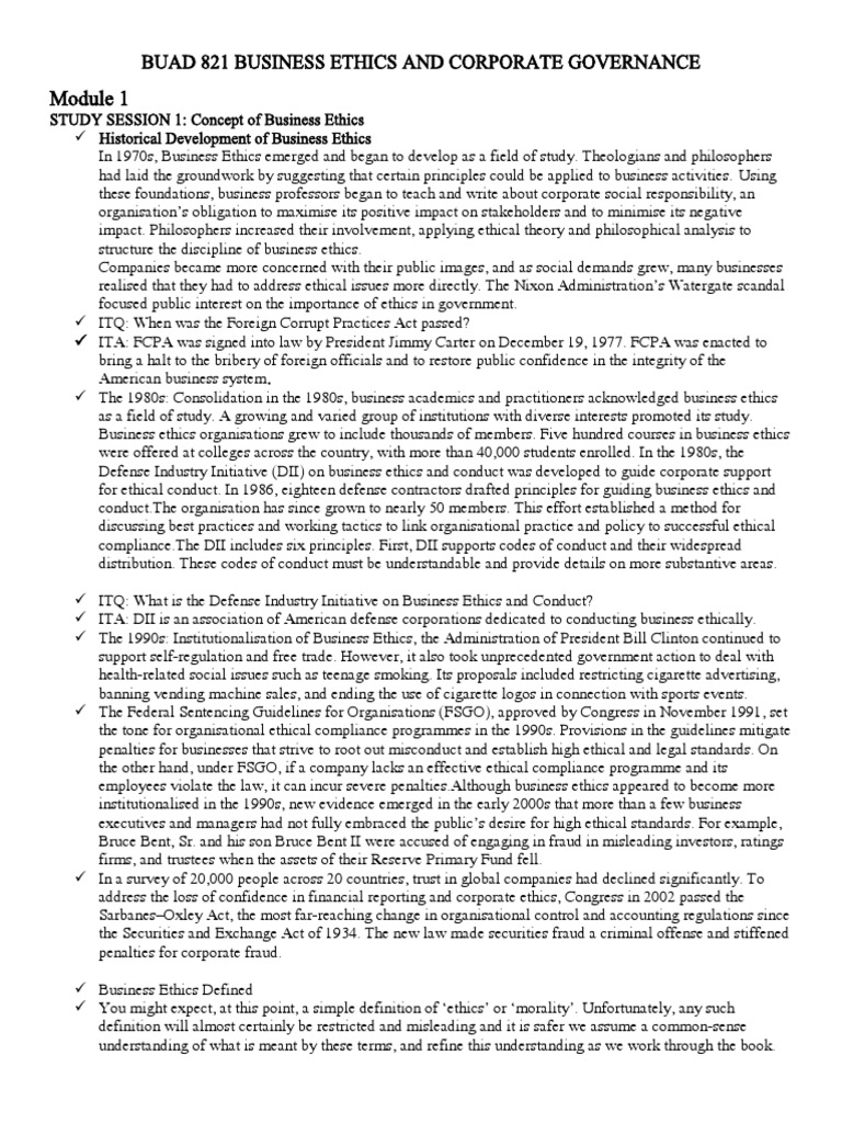 Business Ethics Overview and Importance | PDF | Corporate Governance ...