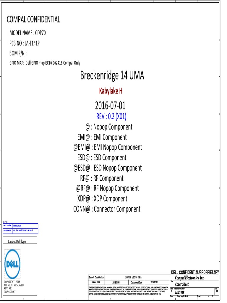 Dell Latitude 5480 Cdp70 La E141p R0 2 Trade Secret Classified Information