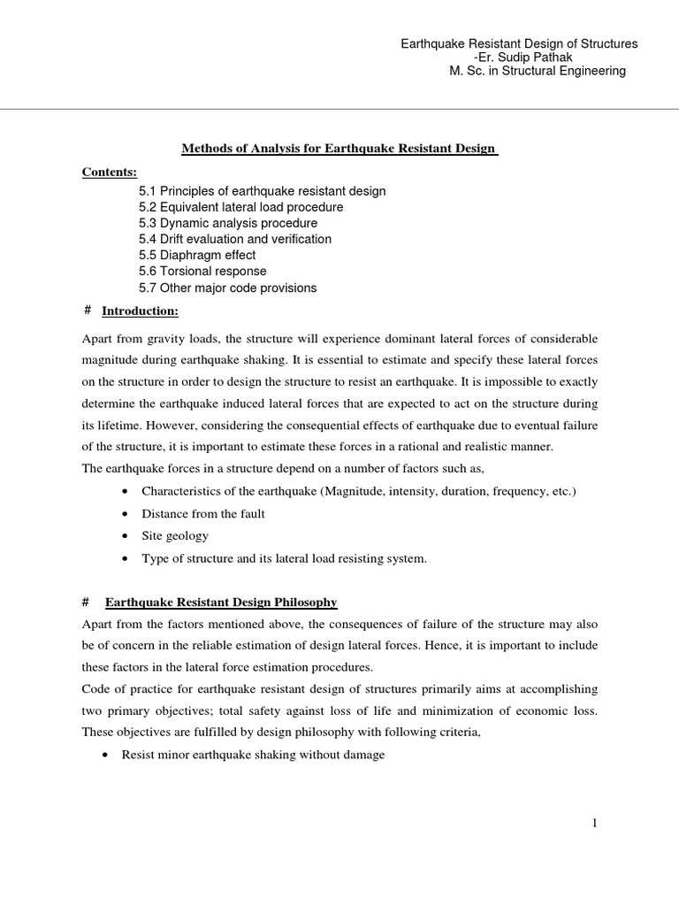 Earthquake Resistant Design Methods | PDF | Normal Mode | Earthquakes