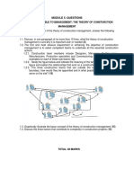 Module 5: Questions: Theories Applicable To Management: The Theory of Consturction Management