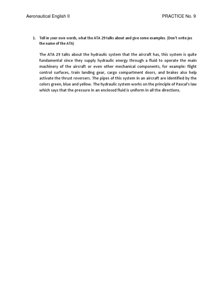 Understanding ATA 29: Aircraft Hydraulic Systems | PDF