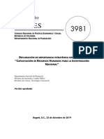 CONPES 3981 Capacitacion de Recursos Humanos para La Investigacion Nacional (2019.12.23)