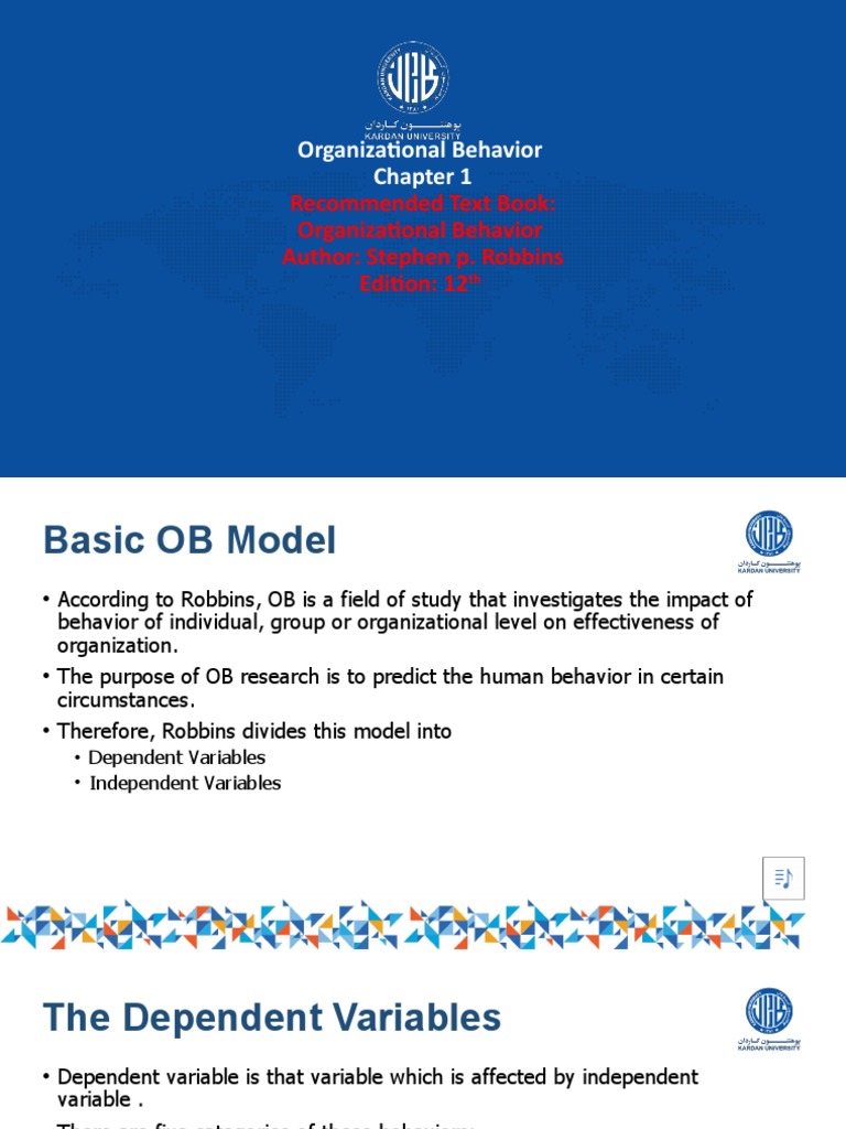 Organizational Behavior: Recommended Text Book: Organizational Behavior ...