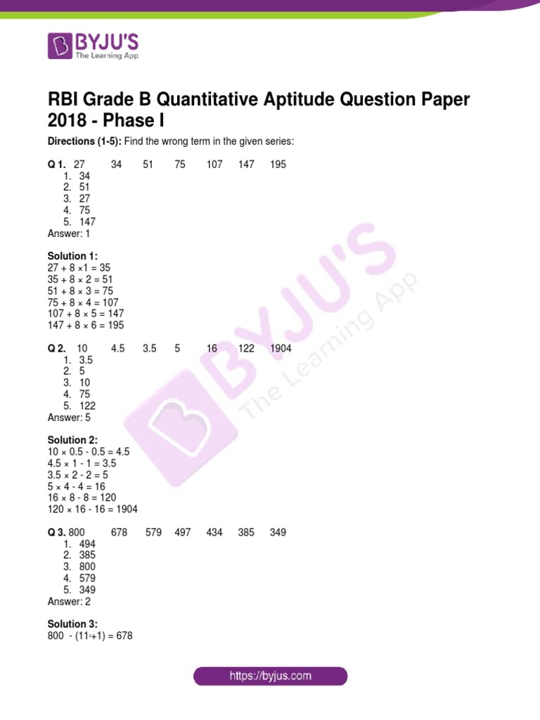 RBIGradeBQuantitativeAptitudeQuestionPaper2018PhaseI 2 PDF