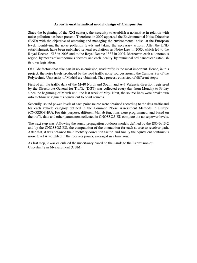Acoustic-Mathematical Model Design of Campus Sur | PDF | Science ...