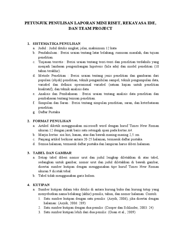 Panduan Penulisan Laporan Mini Riset | PDF | Sejarah