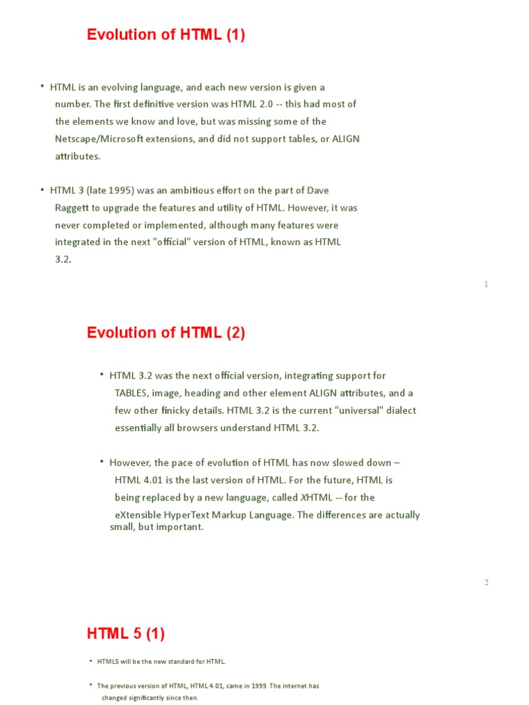 Evolution of HTML | PDF