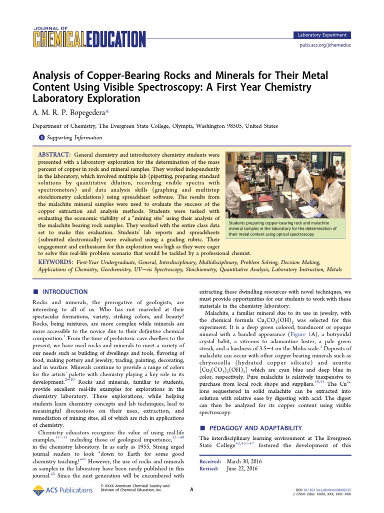 2016 Analysis of Copper-Bearing Rocks and Minerals For Their Metal ...