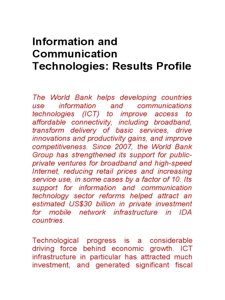 World Bank ICT Impact on Development | PDF
