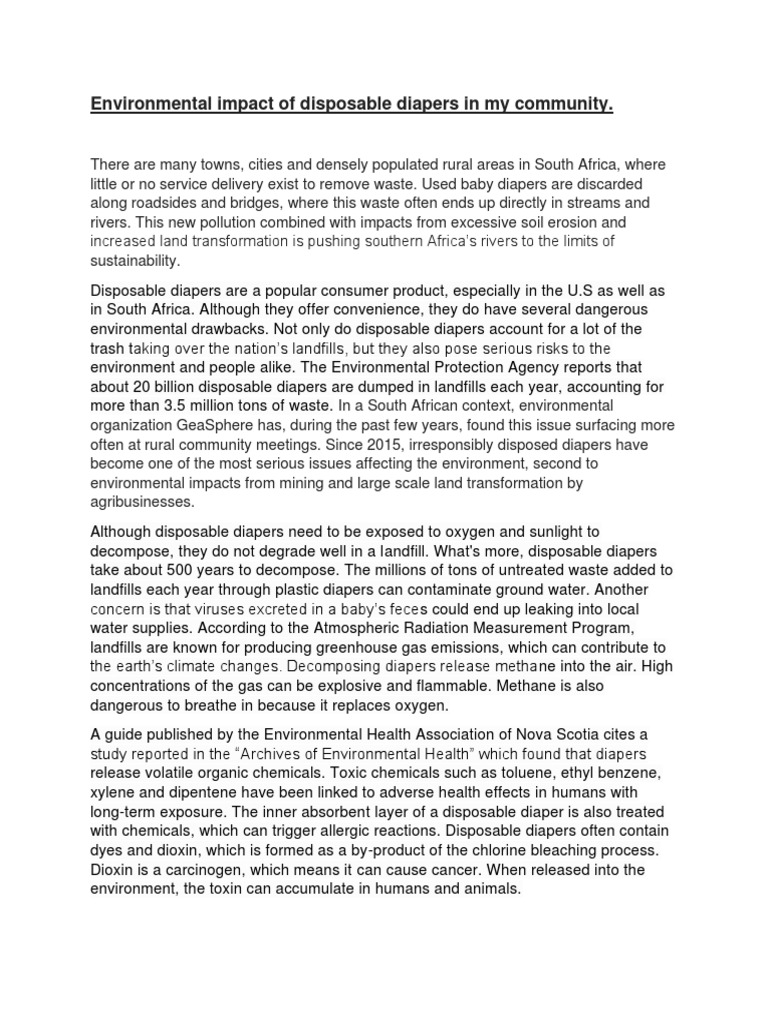 Environmental Impact of Disposable Diapers in My Community PDF