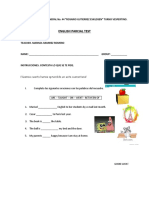 English Parcial Test: Escuela Secundaria General No. 44 "Rosario Gutierrez Eskildsen" Turno Vespertino