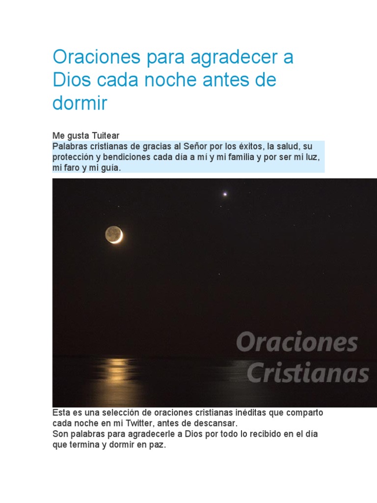 Oraciones para Agradecer A Dios Cada Noche Antes de Dormir | PDF ...