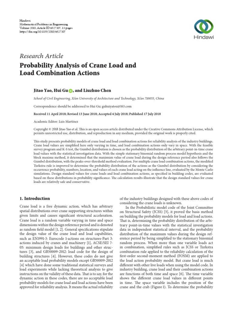 Probability Analysis of Crane Load and Load Combin PDF | PDF ...