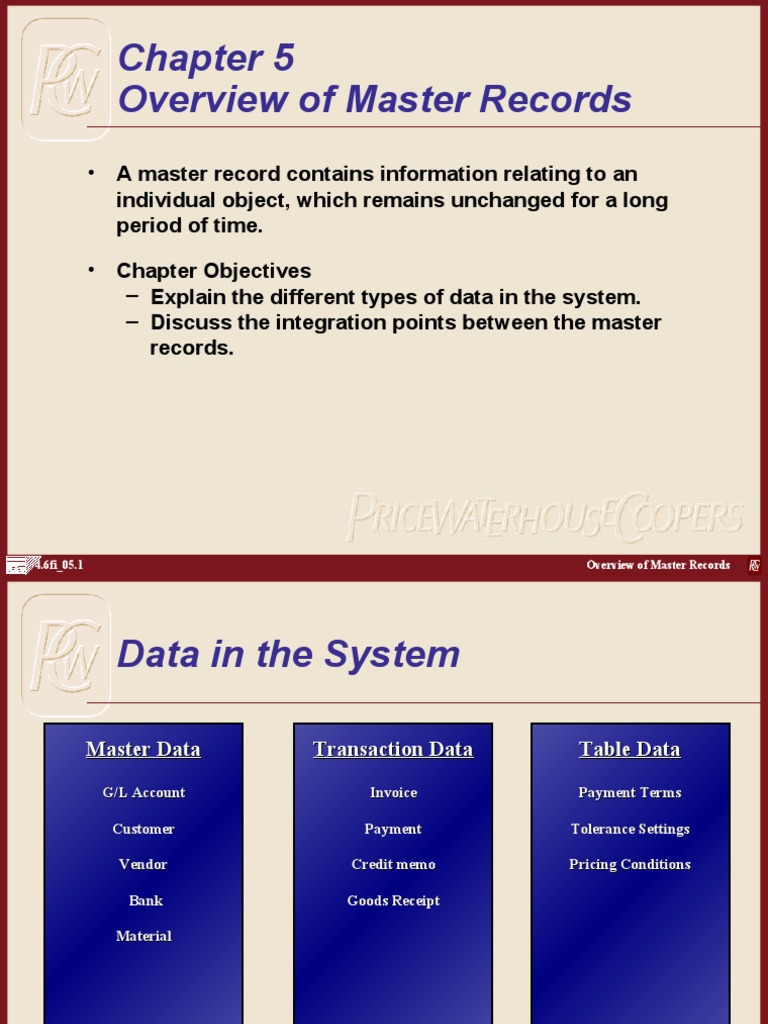 Master Records Overview and Integration | PDF | Business | Finance ...