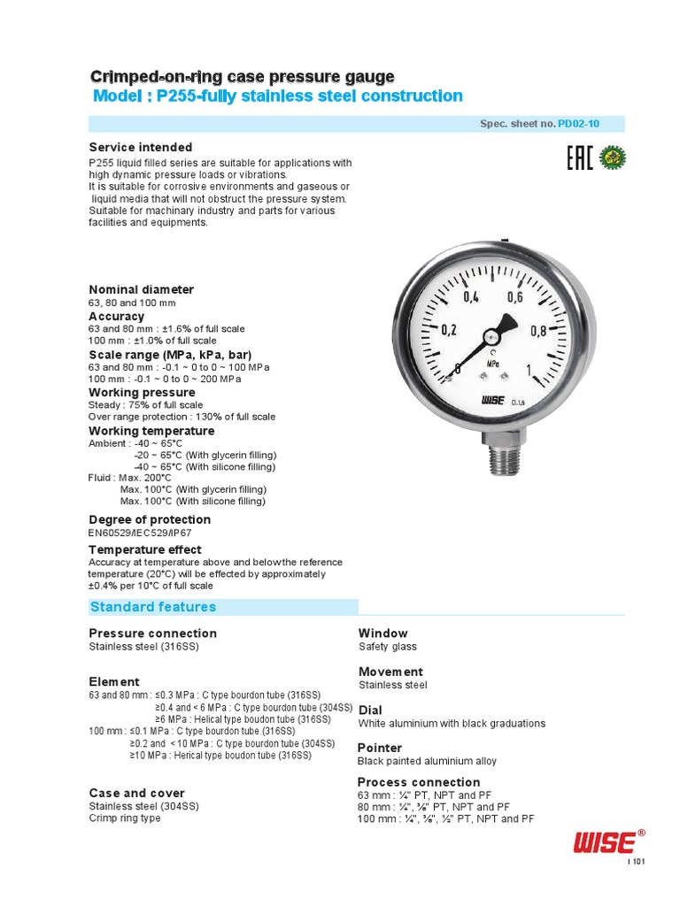 Pressure Gauge Over Range Protection | PDF | Pressure Measurement ...