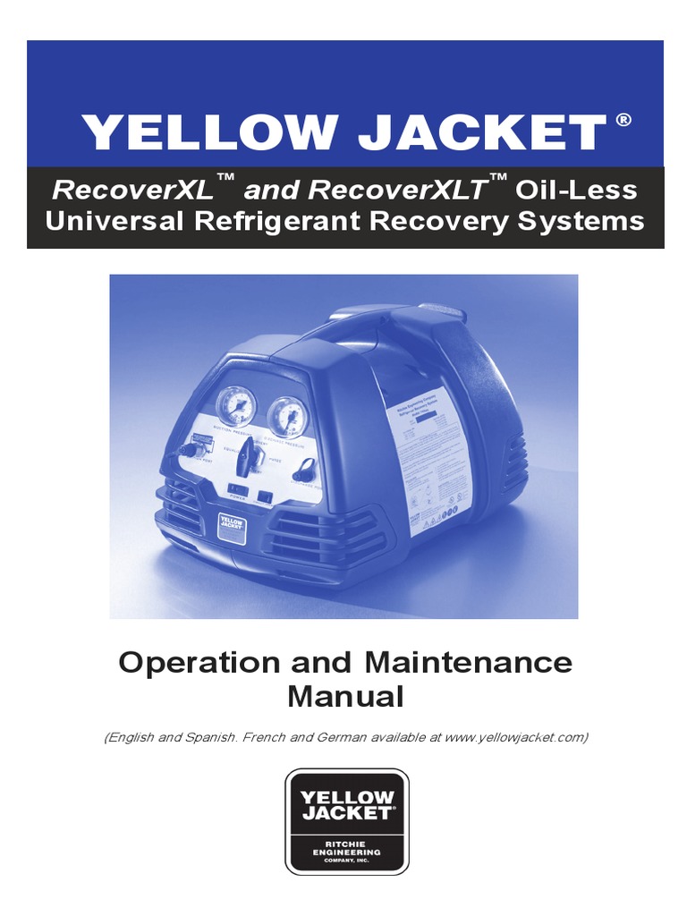 Yellow Jacket Recover XL XLT Manual PDF Valve Vacuum