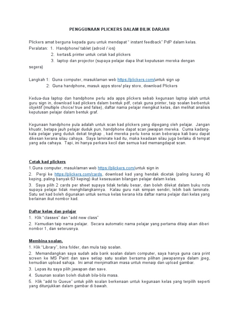 Penggunaan Plickers Dalam Bilik Darjah Pdf
