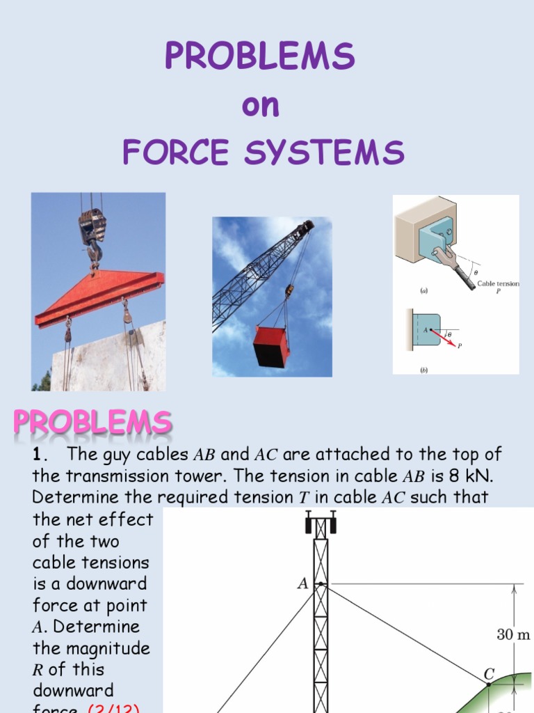 Y17 Statics - Force Systems - Problems PDF | PDF | Gear | Sine