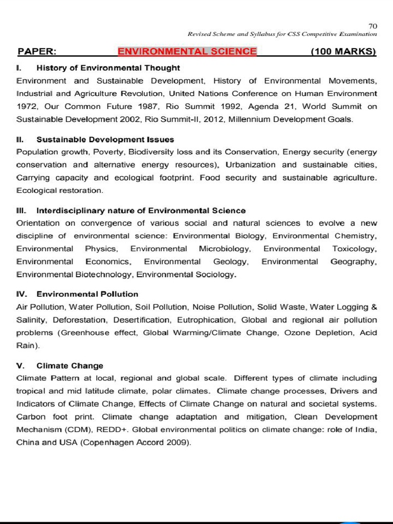 Environmental Science Past Papers PDF Environmental Impact
